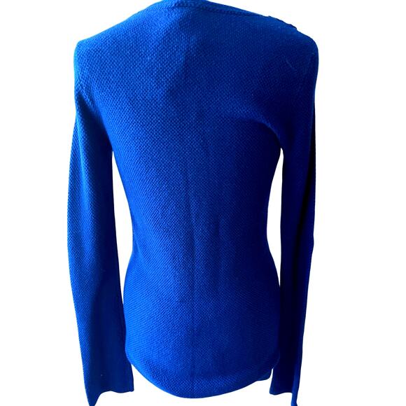 Lilly Pulitzer Wool Blend Navy Scoop Neck Crochet Sweater Women's Size S - Picture 4 of 6